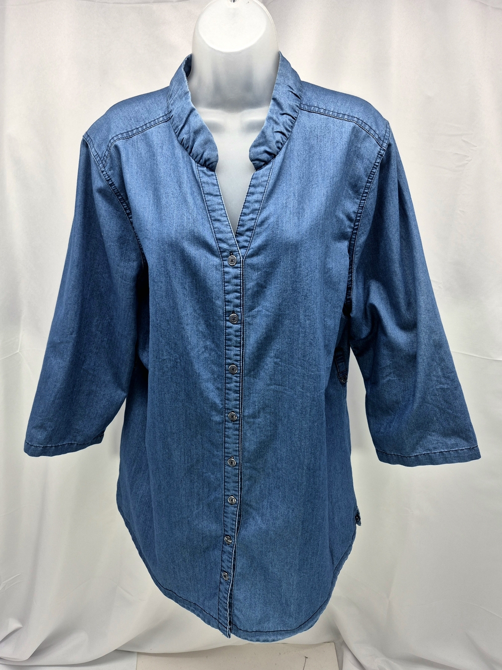 NWOT Liz Claiborne Chambray V-Neck Shirt Dress XL Lightweight Casual Chic